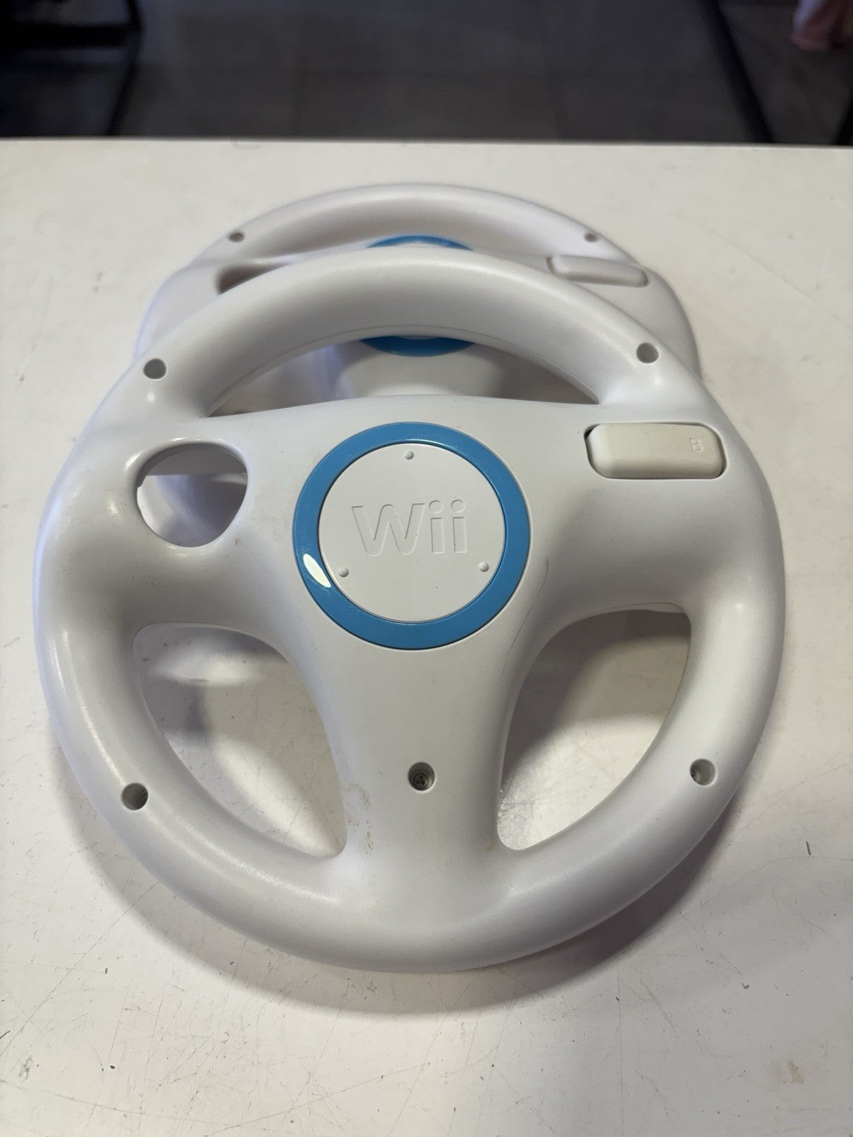 Set of 2x Wii Steering Racing Wheels White