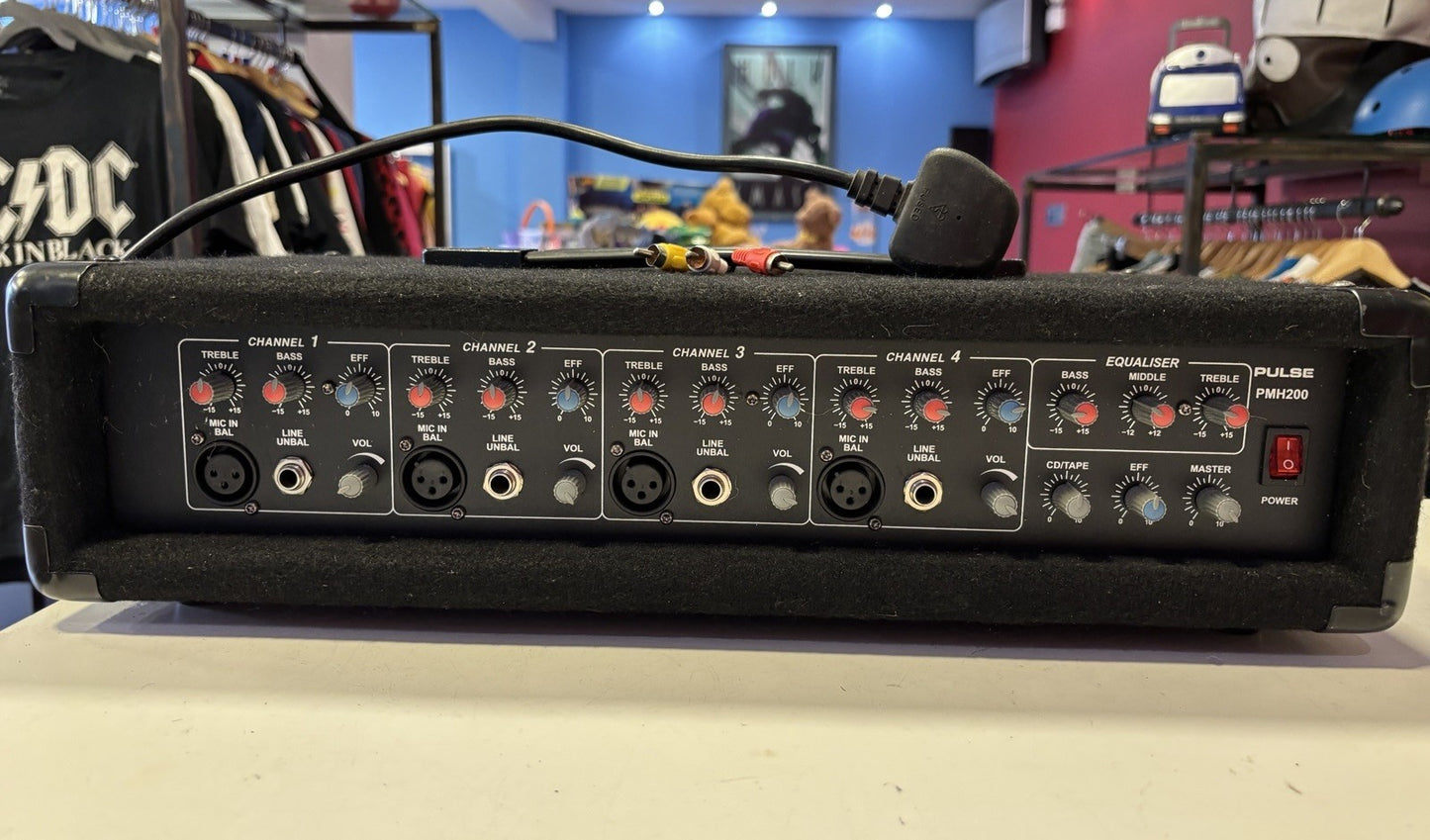 Pulse PMH200 4 Channel 200W 2 x 100W Mono Mixer PA Speaker Amplifier Amp Head