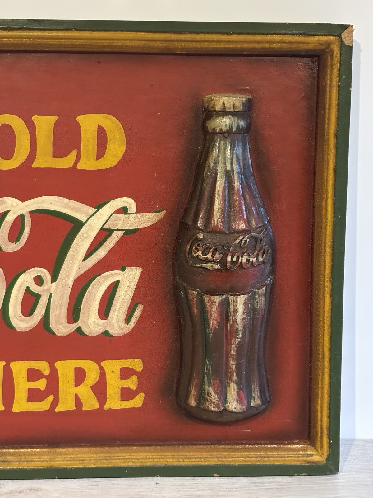 VINTAGE RARE ORIGINAL COCA COLA SIGN WOODEN 60cm x 40cm