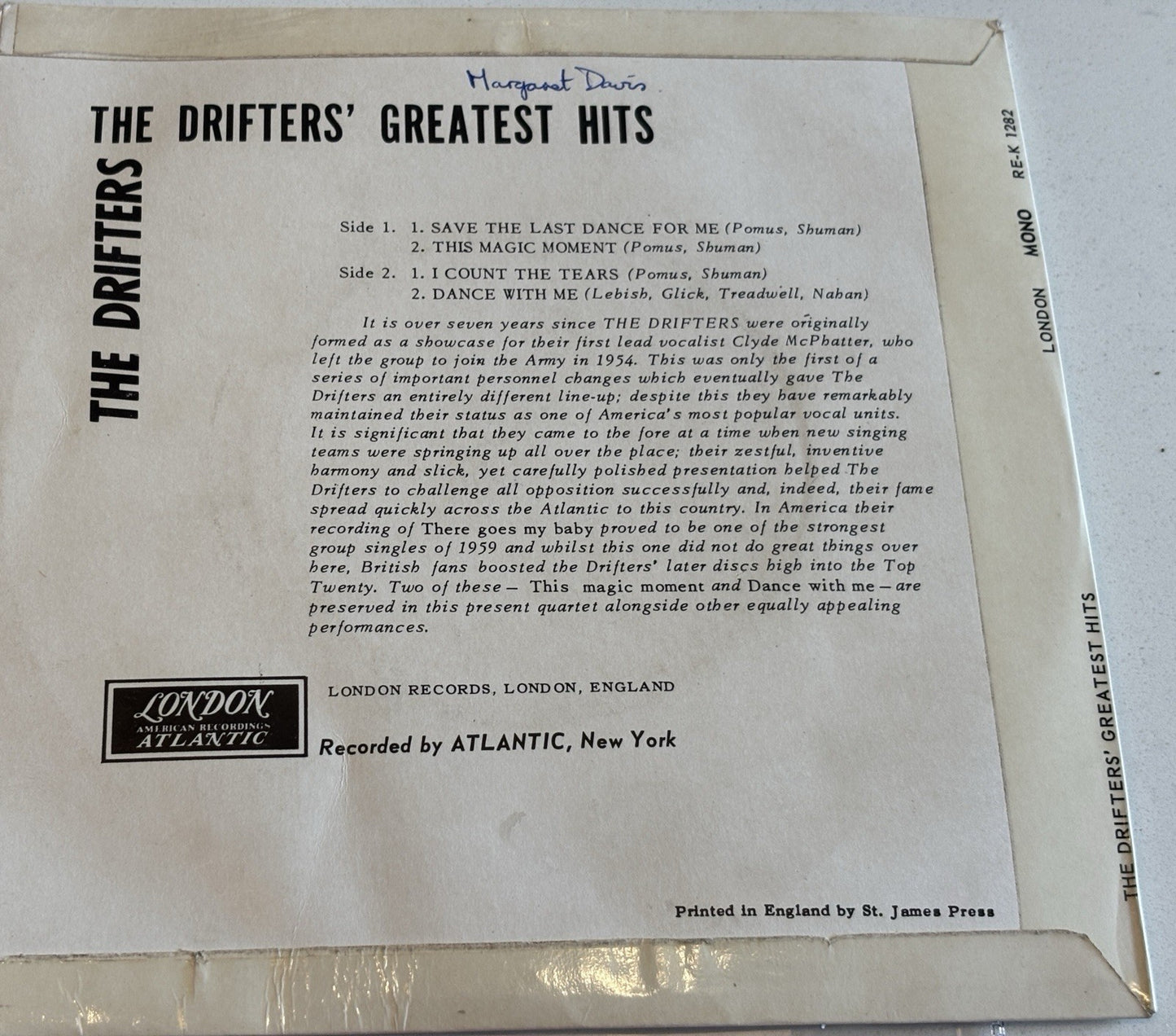The Drifters - Greatest Hits - 1961 Singapore Copy RE-K 1282 Mono R&B Soul Vinyl