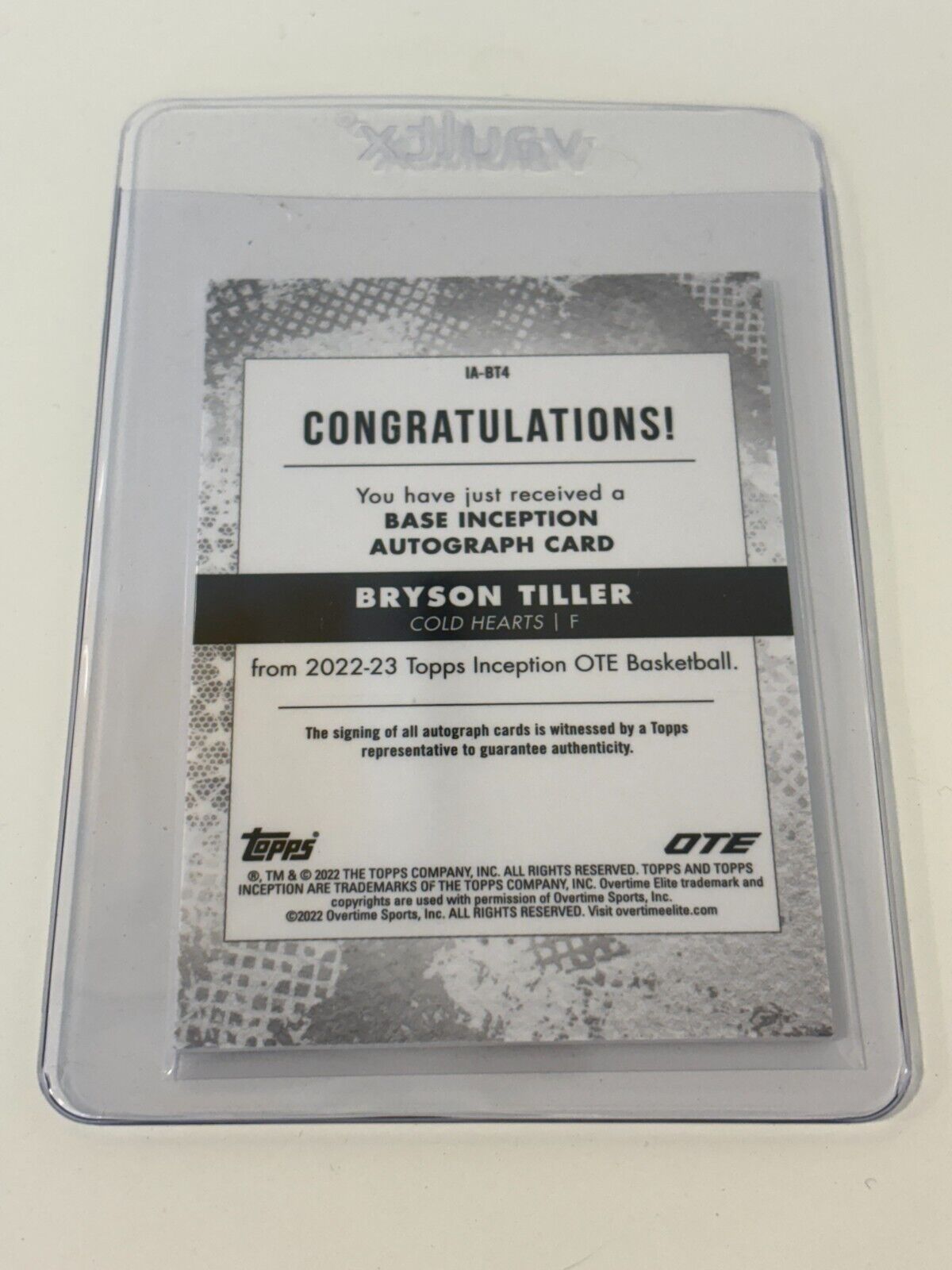 Topps Inception Overtime Elite Bryson Tiller Auto /199 IA-BT4