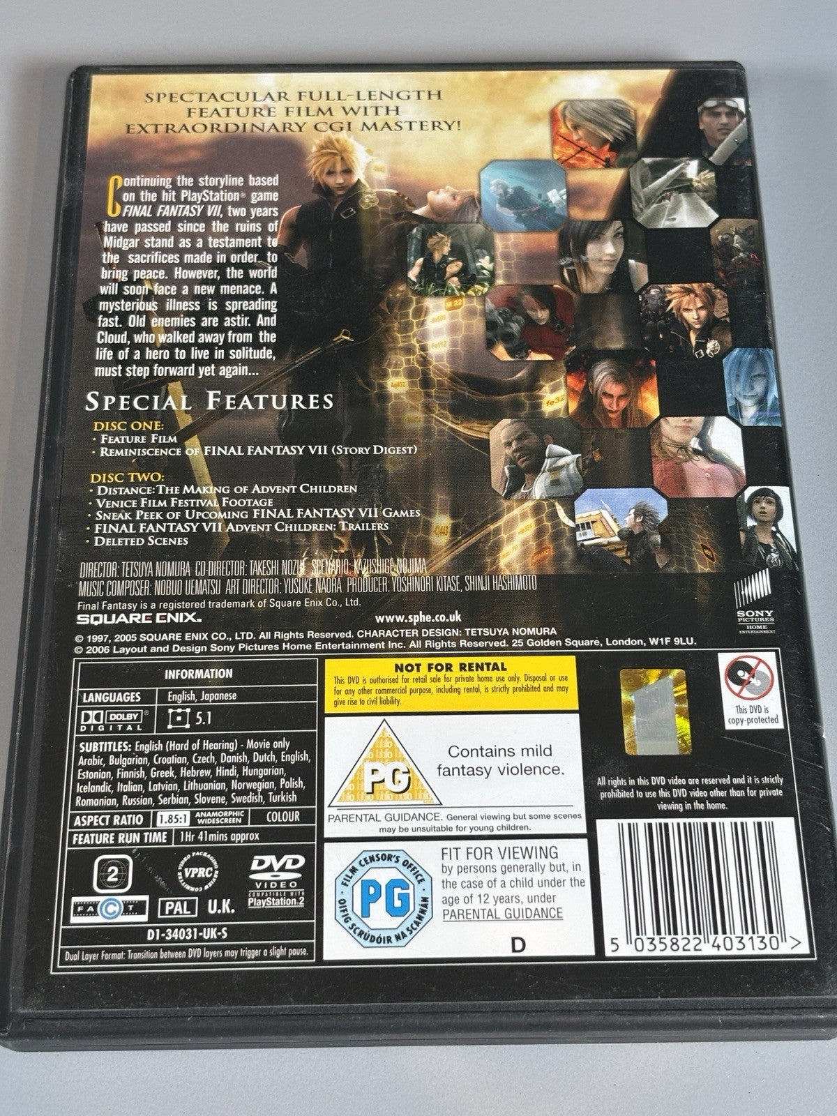 FINAL FANTASY VII 7 ADVENT CHILDREN DVD 2 DISC SPECIAL EDITION