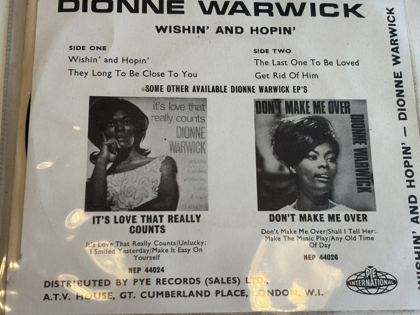 Dionne Warwick: Wishin And Hopin VG+ 7" Single