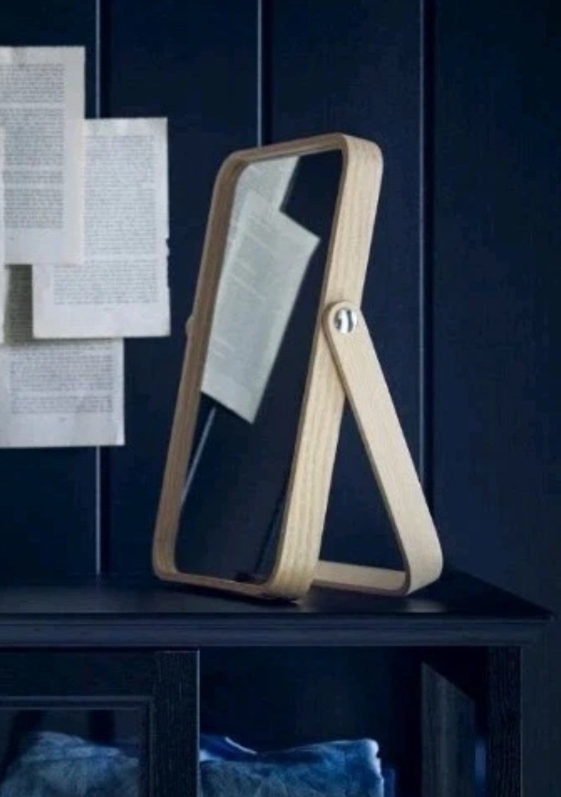 IKEA Ikornnes Vanity Table/ Mirror Bentwood Ash 42cm X 27cm Pivot Stand Used