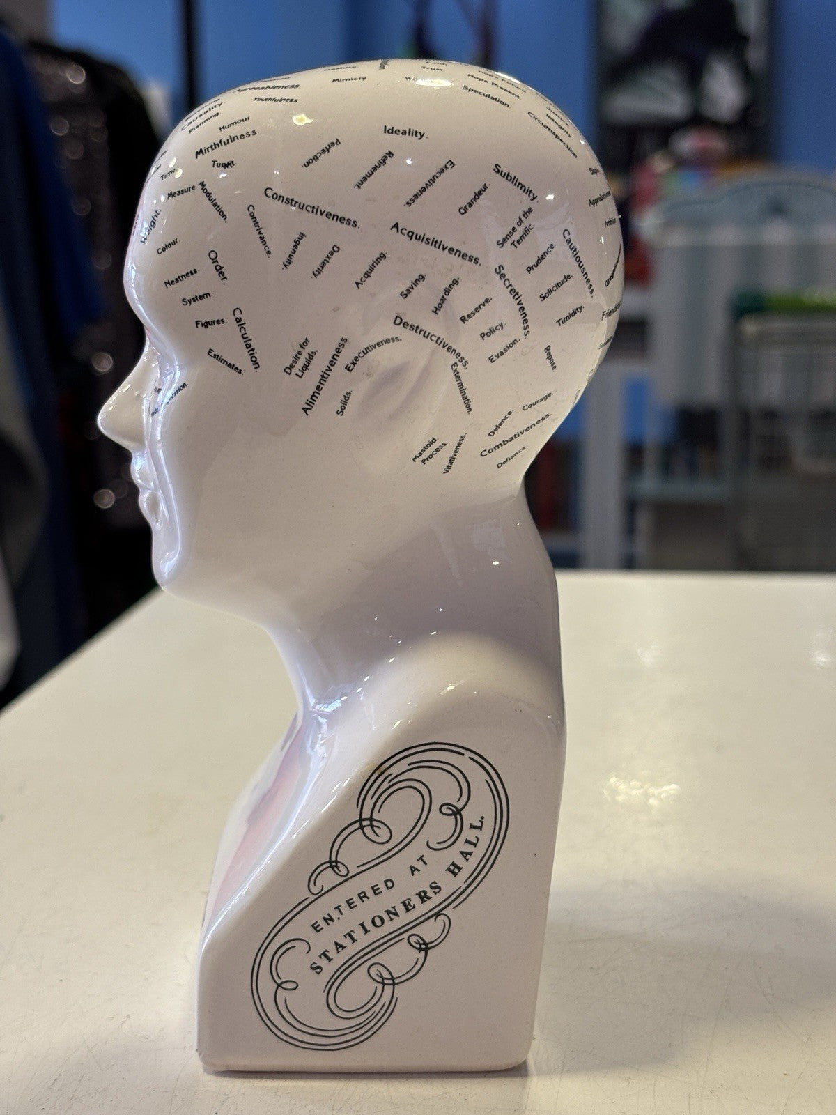 Phrenology Bust L.N. Fowler Scientific Psychology 16cm Ceramic Head Statue