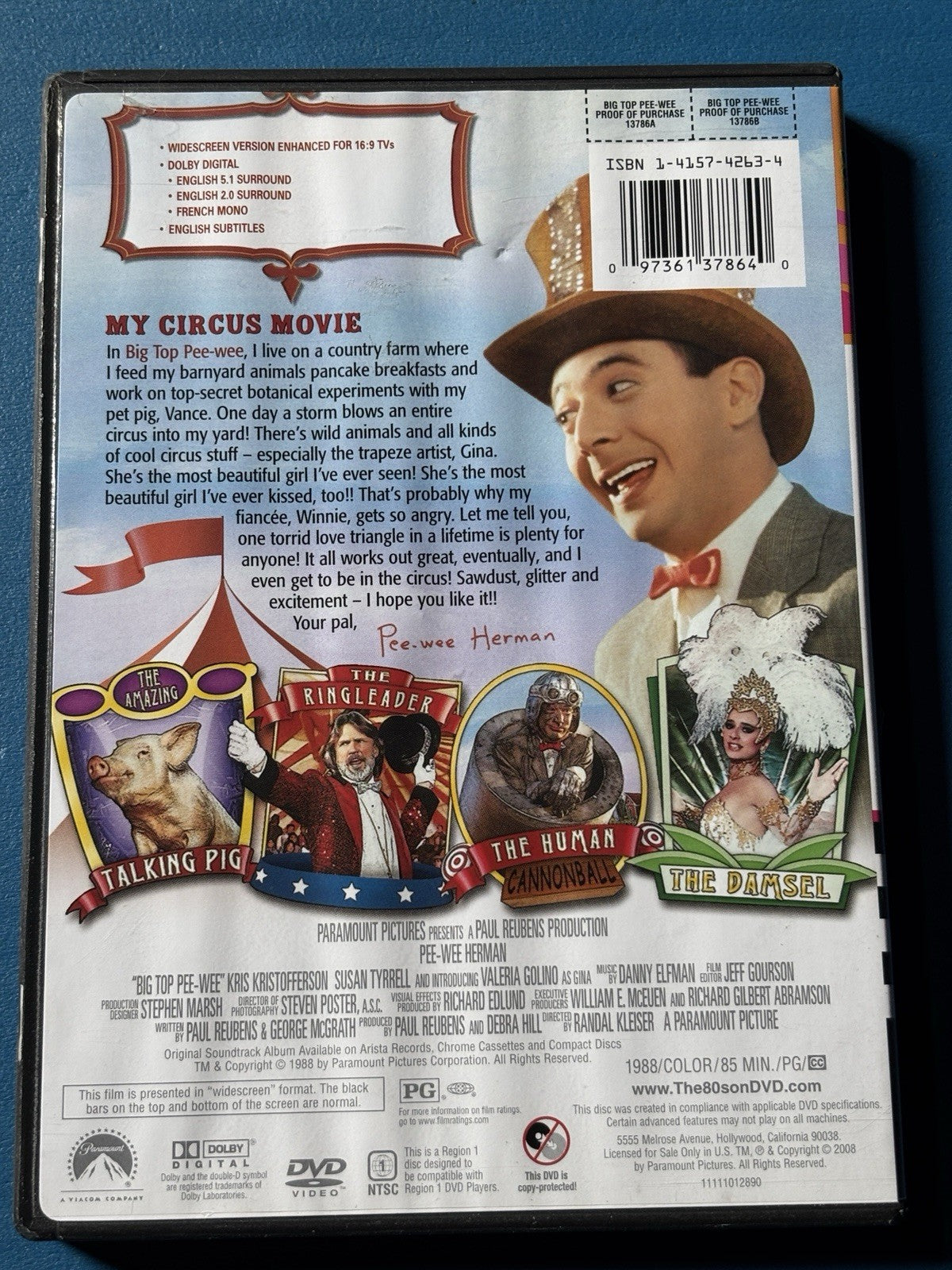 Big Top Pee Wee rare DVD Pee Wee Herman