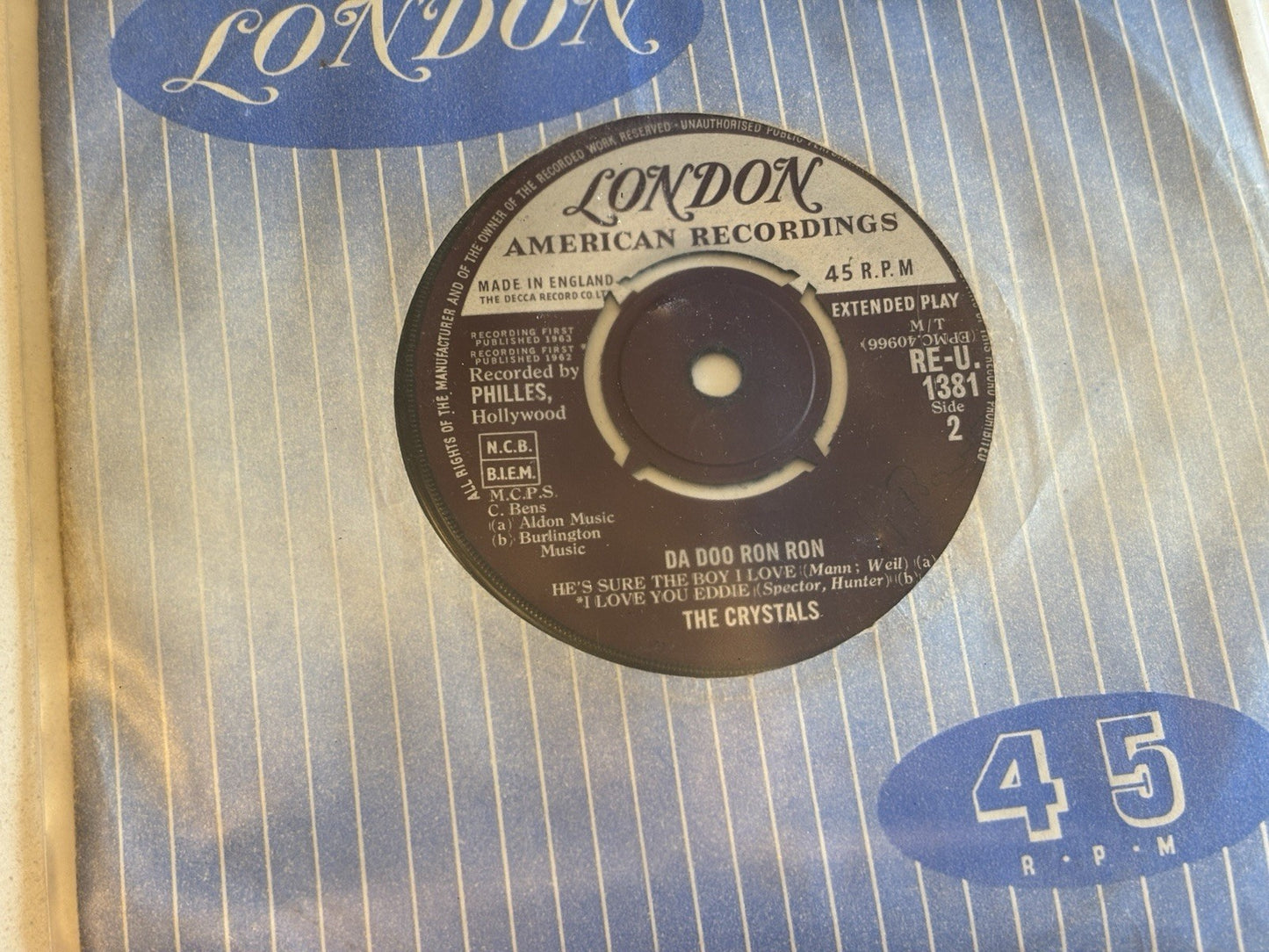 The Crystals Da Doo Ron Ron UK London 1963 Vinyl Record Excellent
