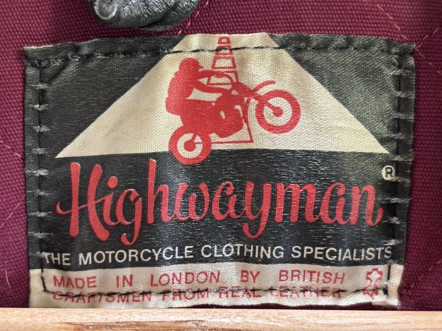 Vintage UK HIGHWAYMAN Biker Leather jacket motorcycle Black London Leather M/L