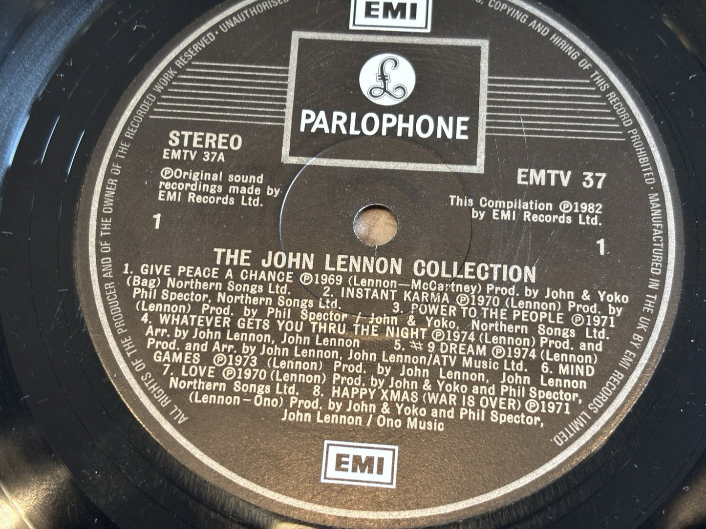 John Lennon-The John Lennon Collection 1982 Vinyl LP Album. Parlophone EMTV 37.