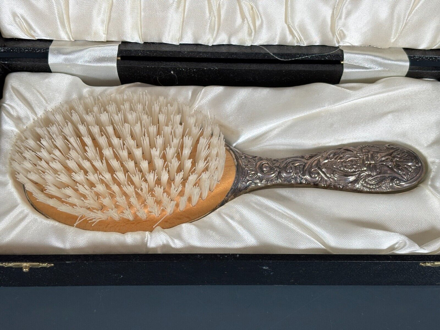 Antique 1800's Ornate Silver Vanity Brush Birmingham & Box