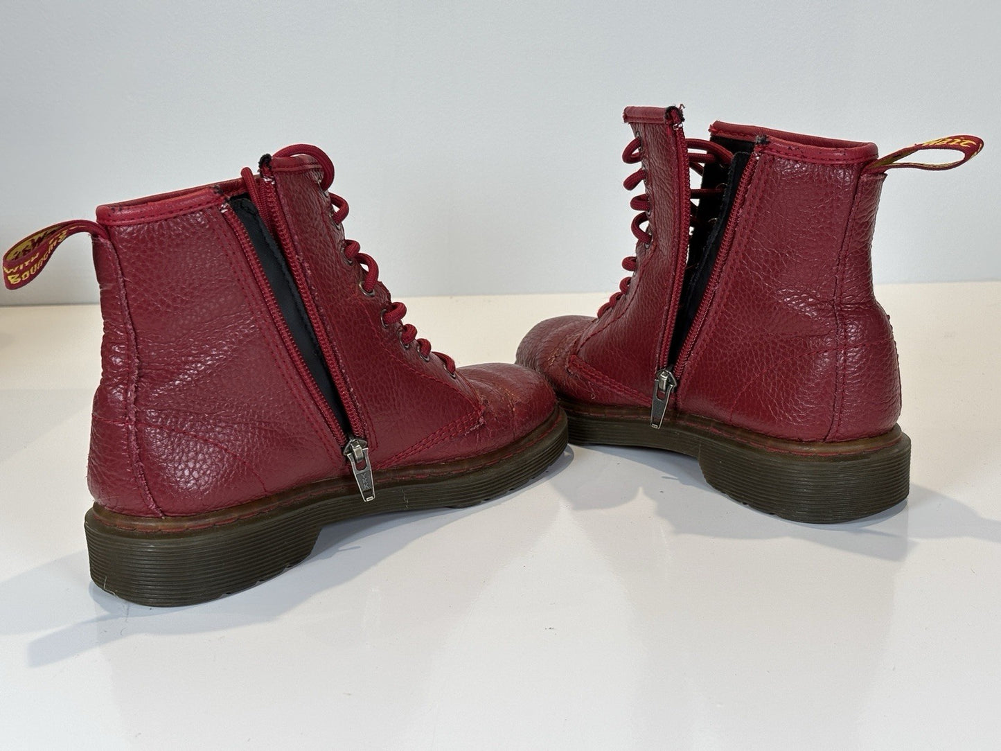 Dr Martens Airwair 8 Hole Boots Size 3 UK Cherry Red used as shown unboxed