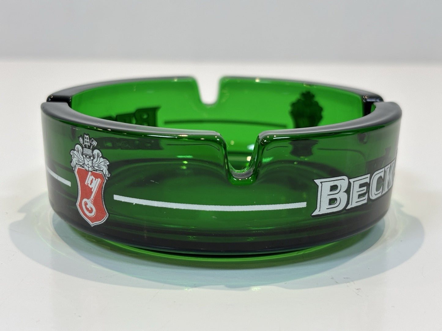 Beck's Beer Green Glass Ash Tray Ashtray Man Cave Novelty Gift VGC RARE