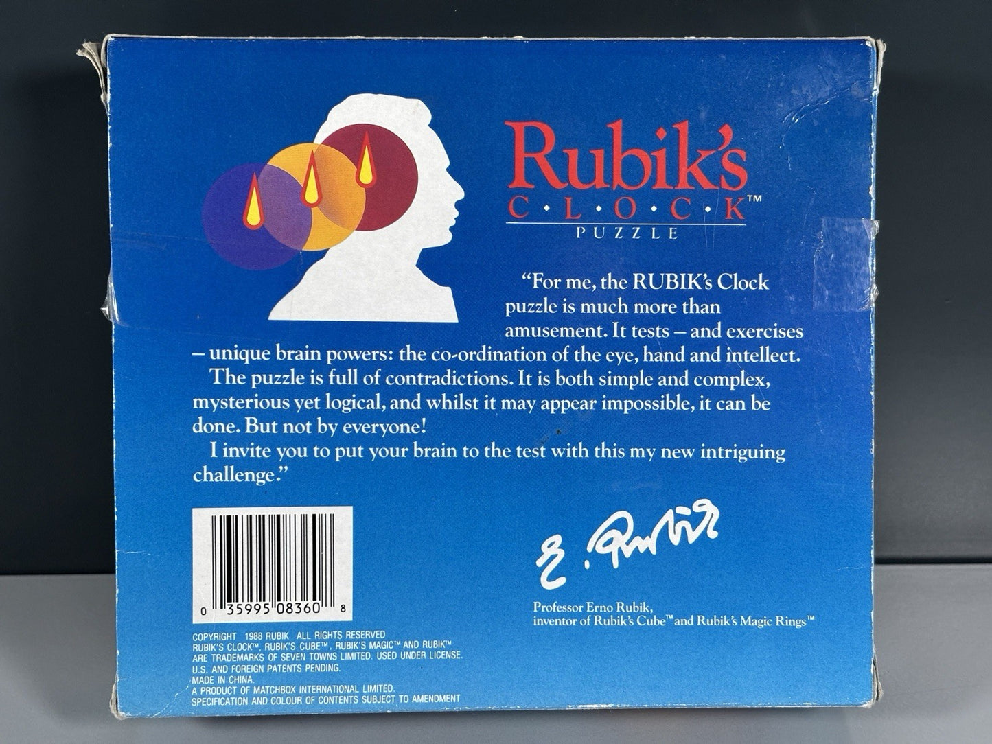 VINTAGE RUBIKS CLOCK PUZZLE MATCHBOX ORIGINAL TOY PUZZLE 1988 RETRO RUBIK'S