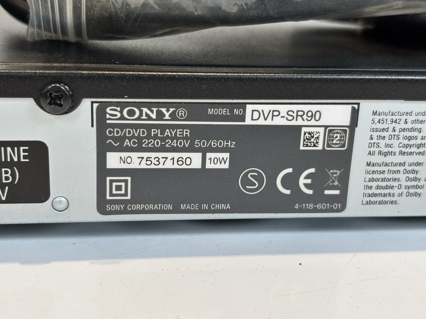 DVD Player Sony DVP SR90 Complete With Remote Tested Working