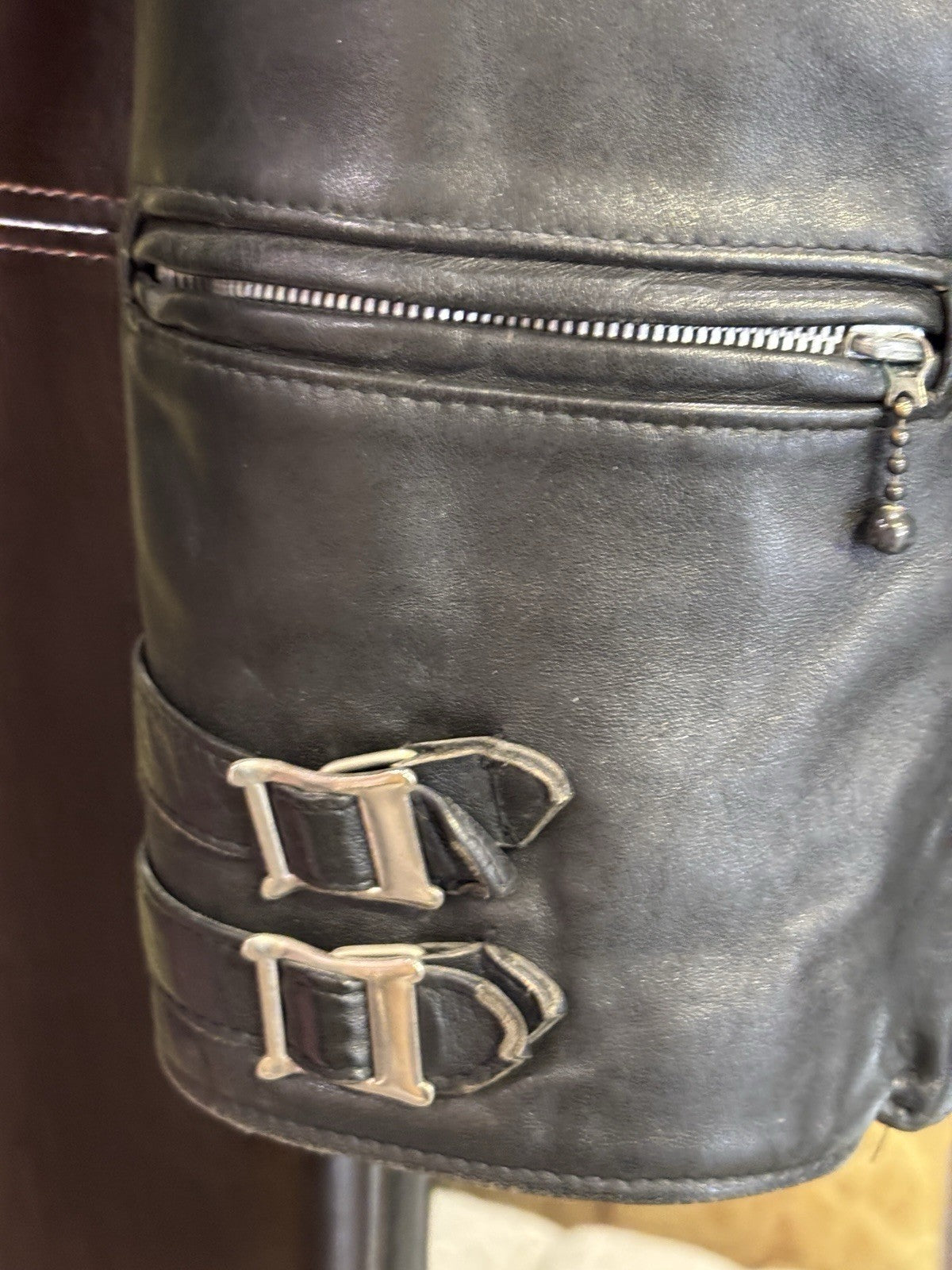 Vintage UK HIGHWAYMAN Biker Leather jacket motorcycle Black London Leather M/L