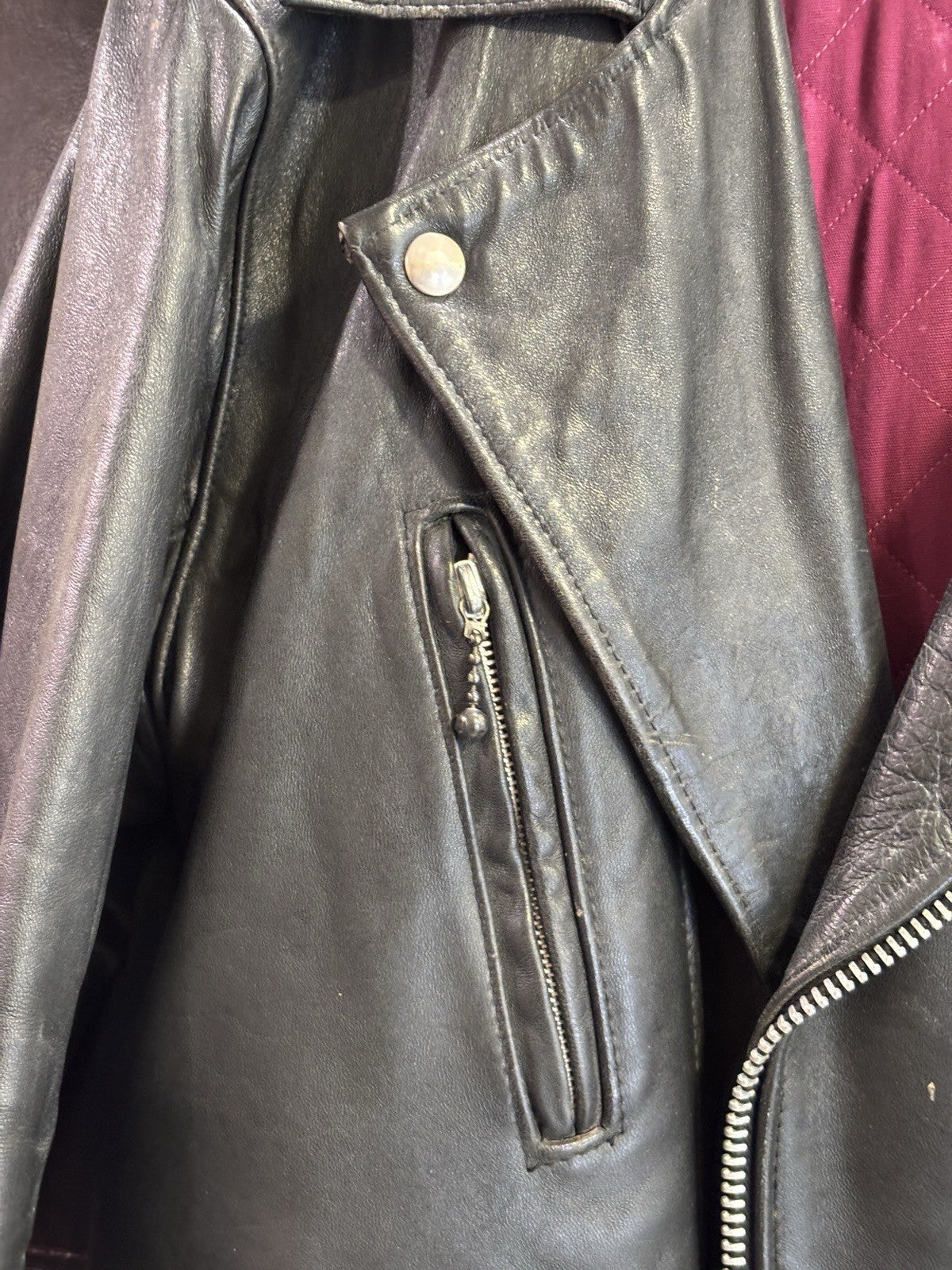 Vintage UK HIGHWAYMAN Biker Leather jacket motorcycle Black London Leather M/L