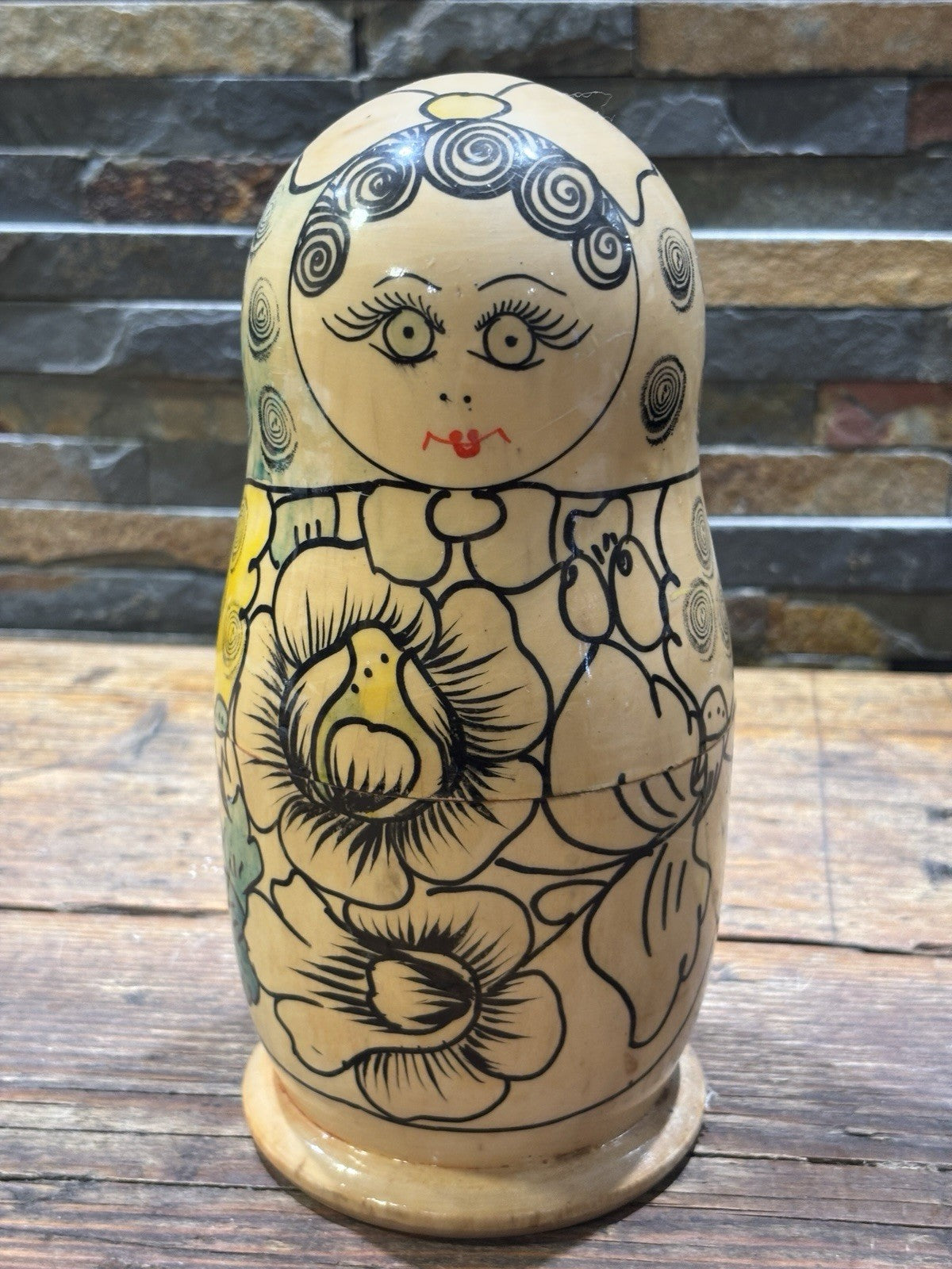 Vintage Wooden Babushka 7 Piece Nesting