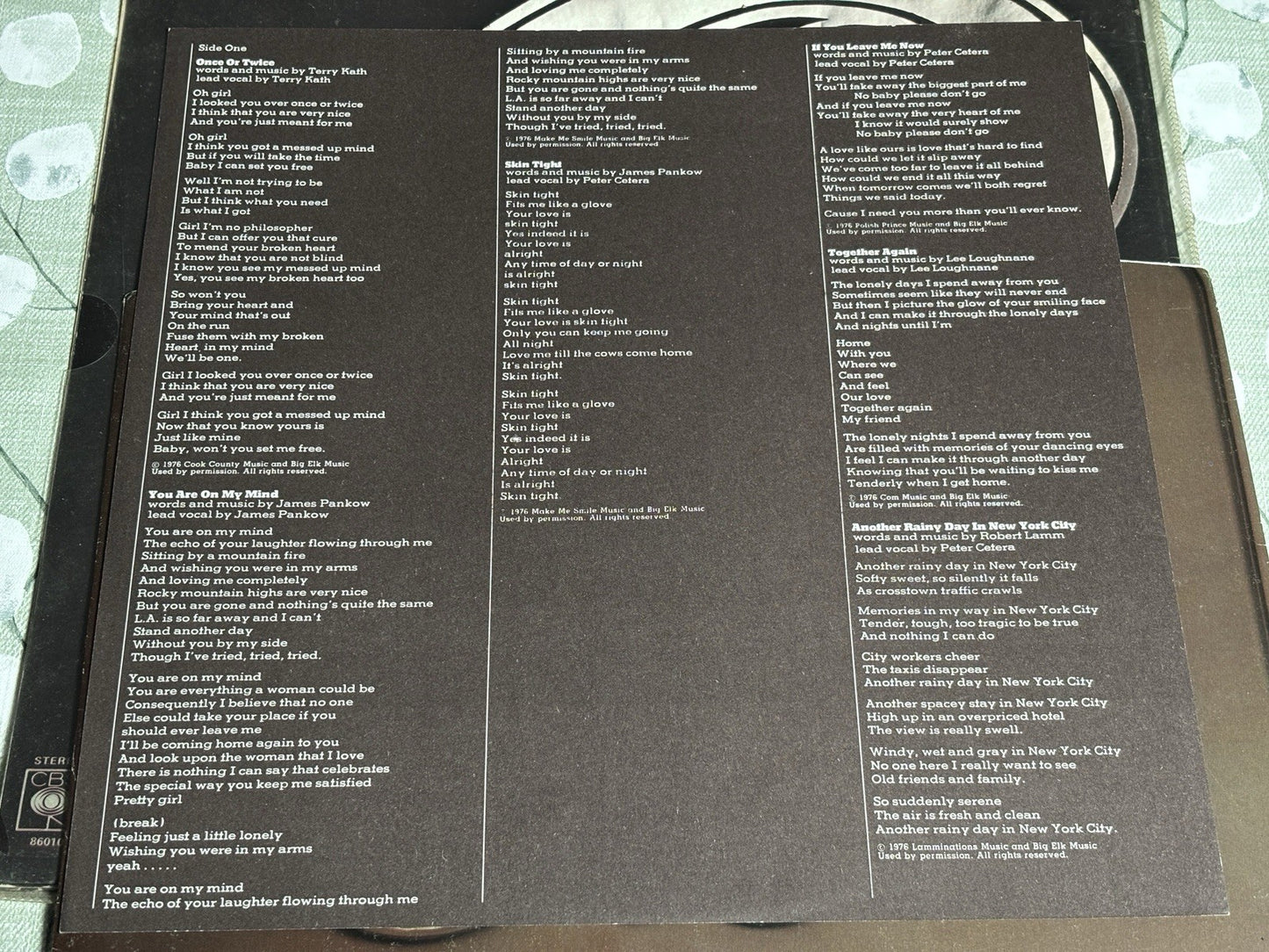 CHICAGO Chicago CBS 86010, vinyl, album, gatefold, with lyric insert