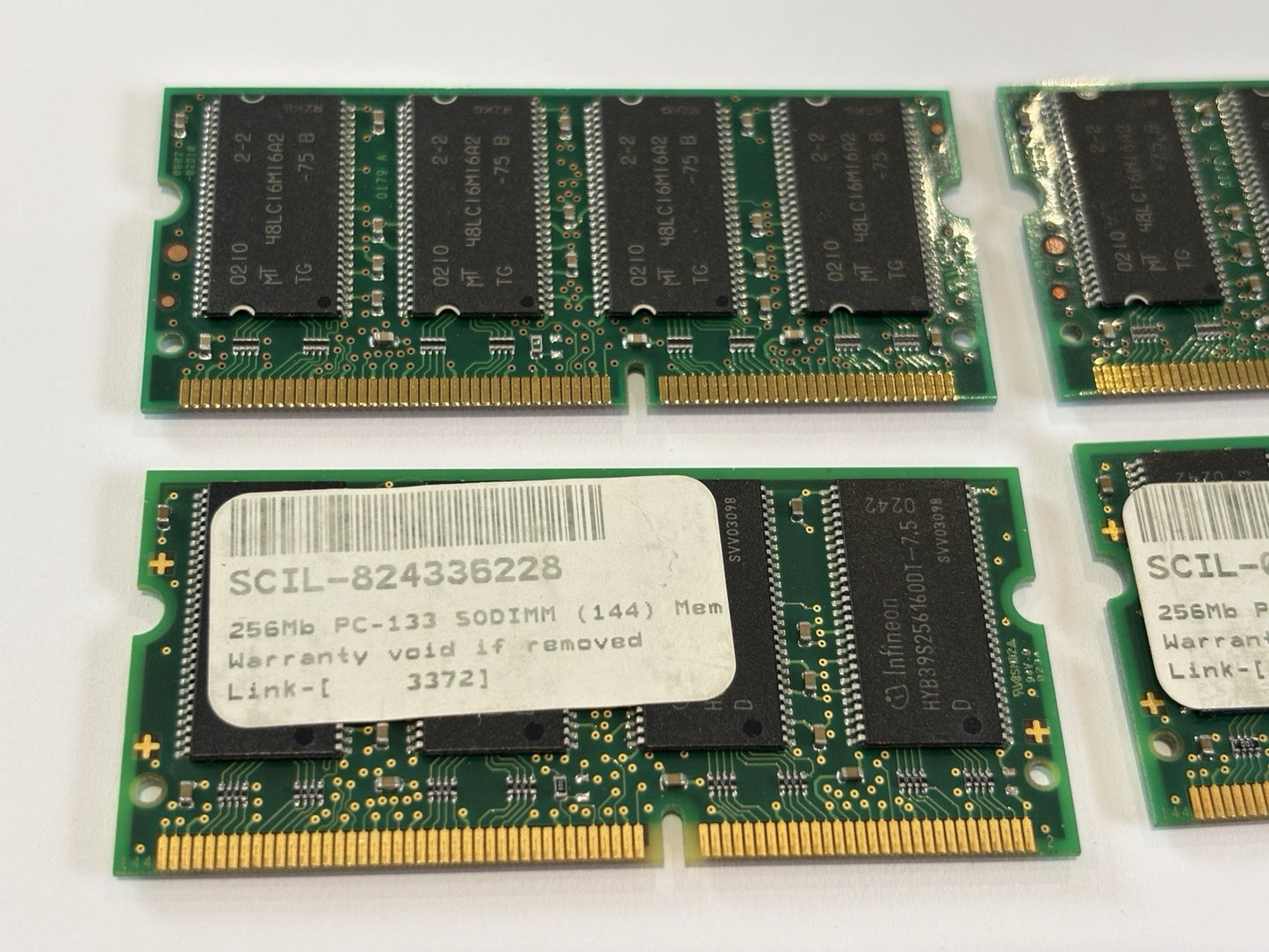 4x 256MB PC133 133MHz CL3 SDRAM Infineon x2 & MTBL x2