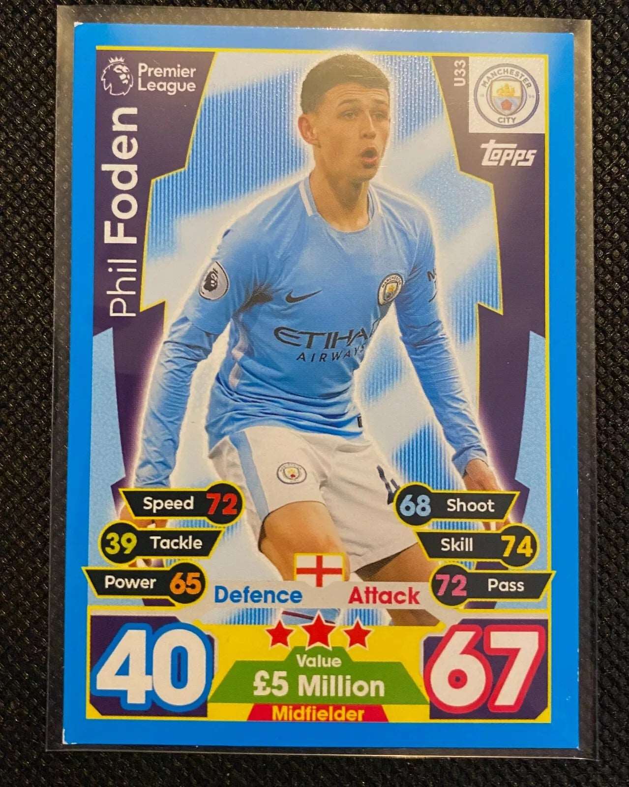 Match Attax Extra RC U33 - Phil Foden - Manchester City rookie card Topps