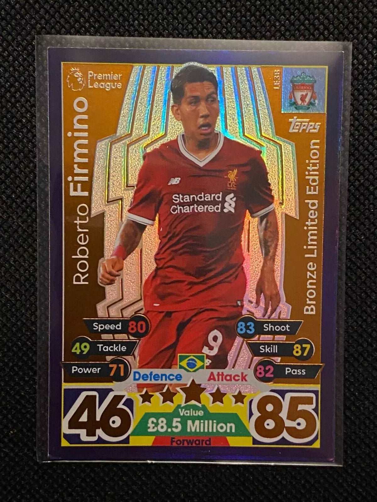Match Attax Topps Liverpool ROBERTO FIRMINO BRONZE LIMITED EDITION 2017/18 LE3B