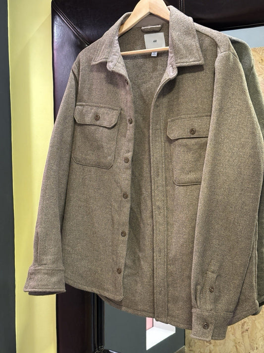 H&M mens shacket overshirt khaki