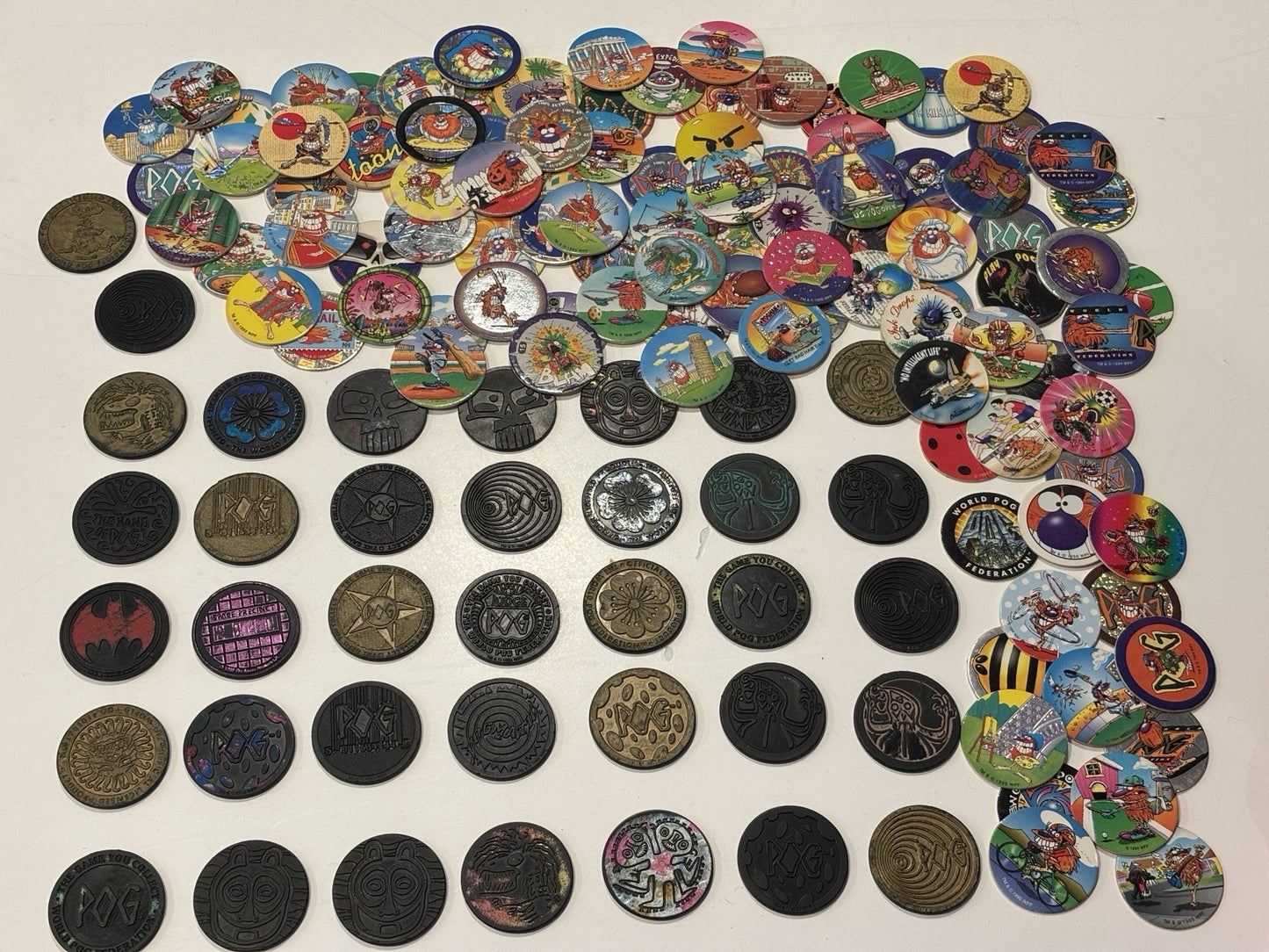 Huge 90’s Pog Collection Including 37 Slammers Pogs Pogz