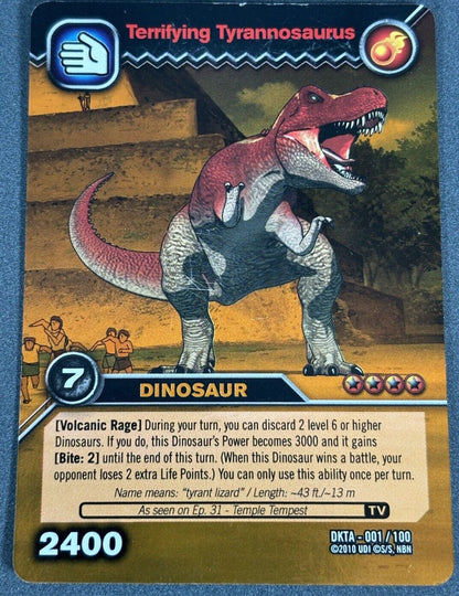 DKTA 001/100 TERRIFYING TYRANNOSAURUS  Dinosaur King Super Rare Trading Card