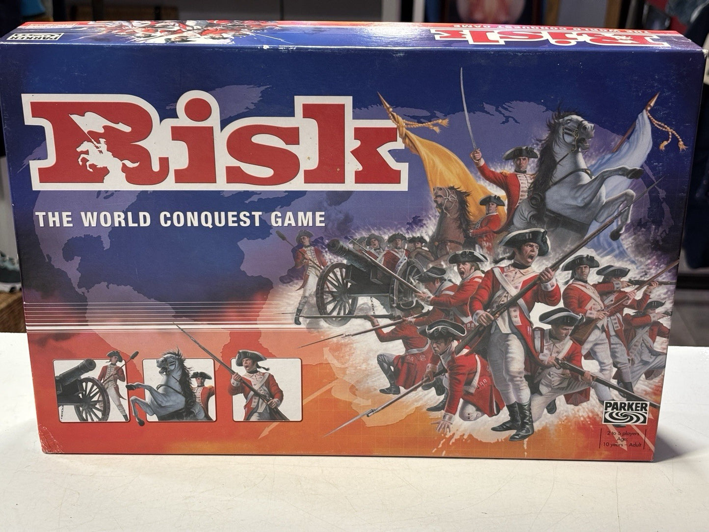 RISK BOARD GAME - PARKER/HASBRO 2004 -GOLDEN CAVALRY PIECE EDITION