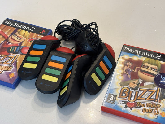 PS2 Buzz Games And Controllers Bundle (Music Quiz And Mega Quiz)
