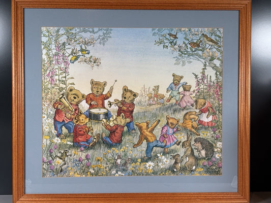 Vintage Molly Brett Teddy Bear Band Childrens Large Print Nursery Picture Frame