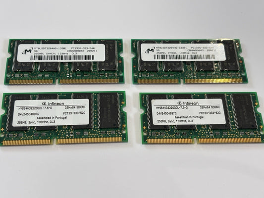 4x 256MB PC133 133MHz CL3 SDRAM Infineon x2 & MTBL x2