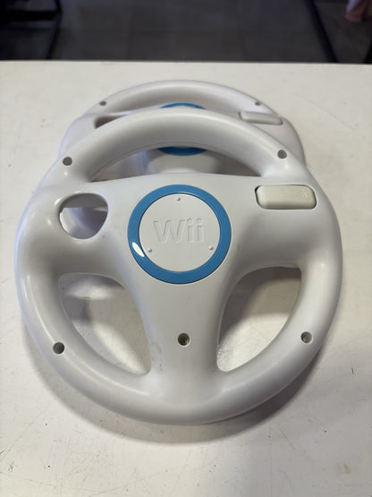 Set of 2x Wii Steering Racing Wheels White
