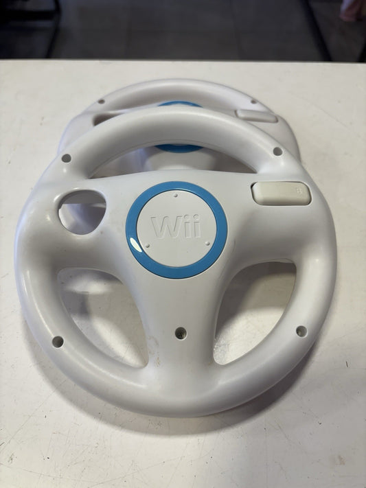 Set of 2x Wii Steering Racing Wheels White