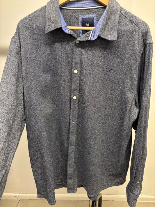 Crew Clothing Men's Linen Shirt Short Sleeved Size XXL - Pink/Grey