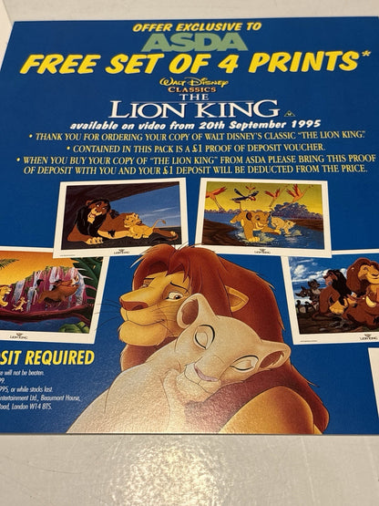 Asda Disney The Lion King Prints x4 Rare Vintage