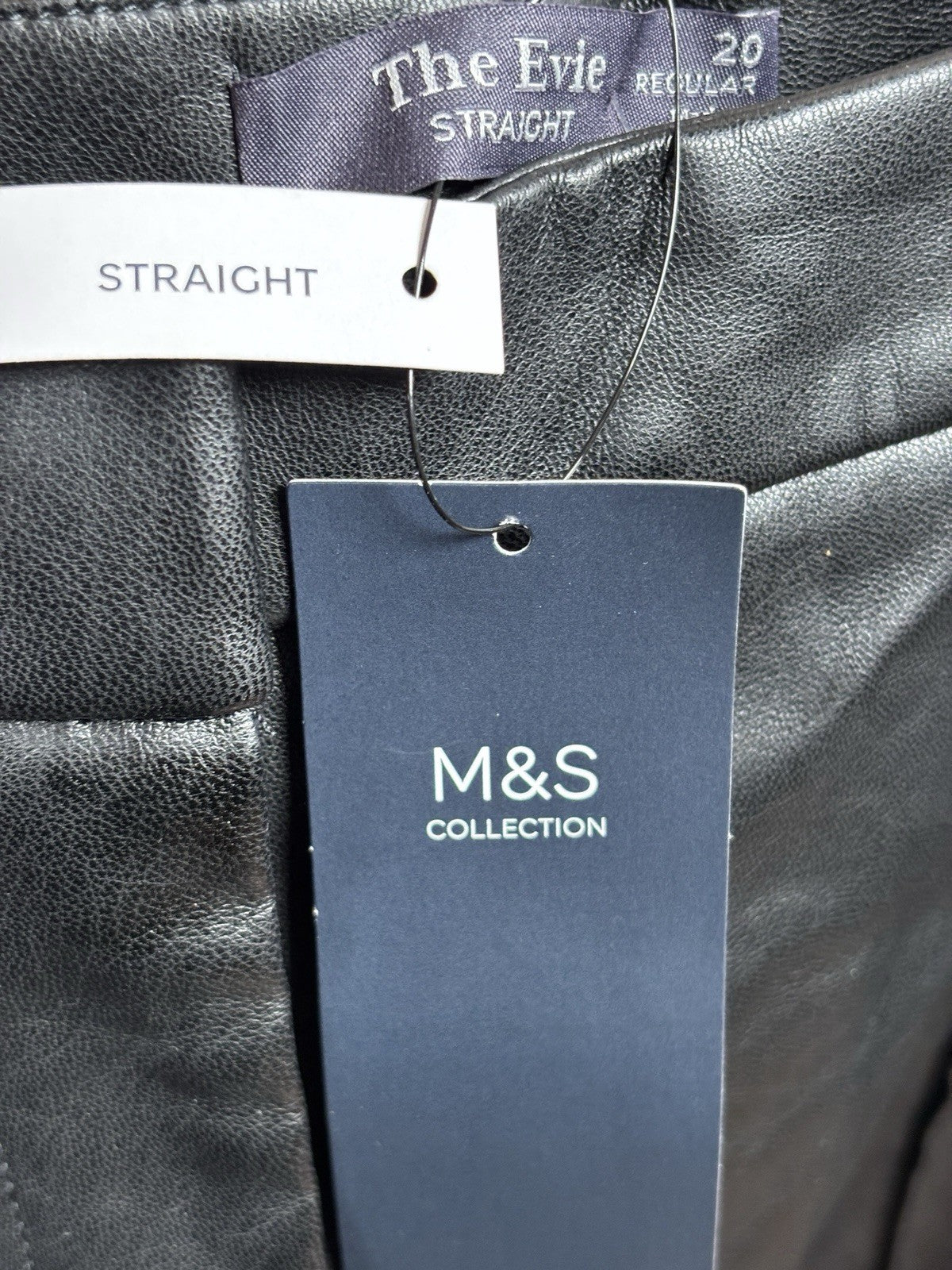BNWT M&S The Evie Straight Leather Pants Trousers Size Uk 20