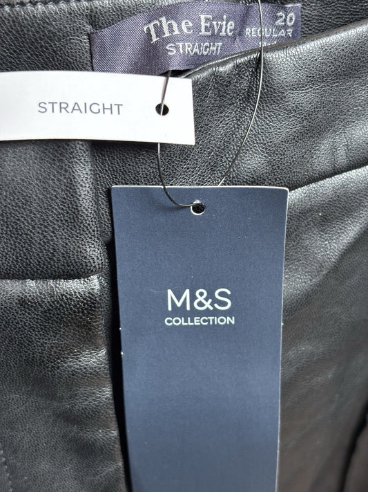 BNWT M&S The Evie Straight Leather Pants Trousers Size Uk 20