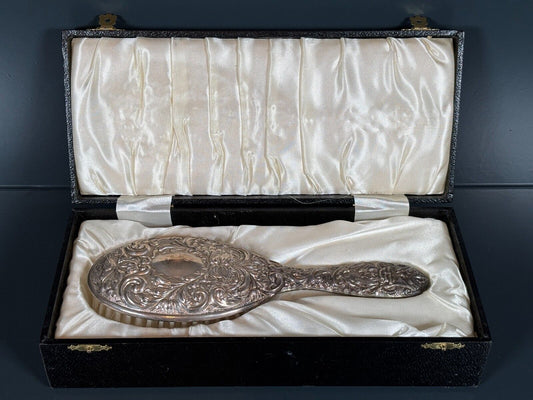 Antique 1800's Ornate Silver Vanity Brush Birmingham & Box