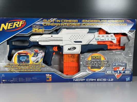 Nerf Elite Cam ECS-12 Automatic Blaster, Mag & Darts Original Box - (No SD Card)