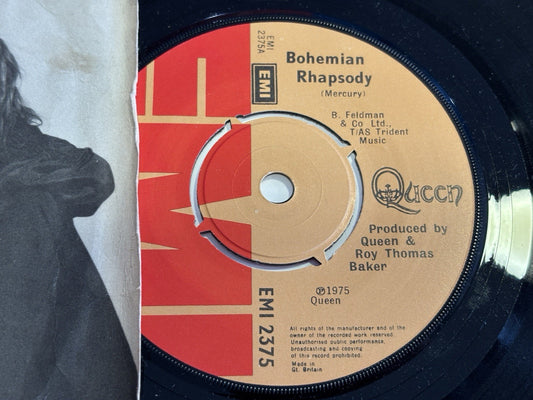 Queen Bohemian Rhapsody 1975 UK 1st Press 7" Vinyl Single Record EMI 2375