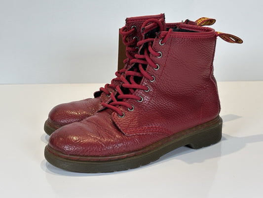 Dr Martens Airwair 8 Hole  Boots Size 3 UK Cherry Red used as shown unboxed