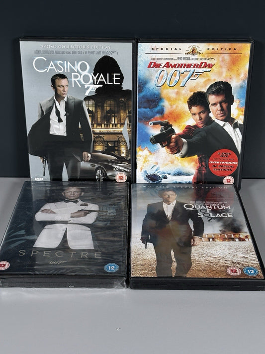 Daniel Craig /Pierce Brosnan James Bond 007 - Bundle Action 4x Film Set