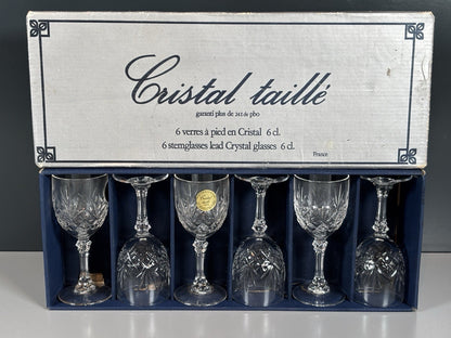 6x Cristal Taille Stem Glasses 6 cl Crystal