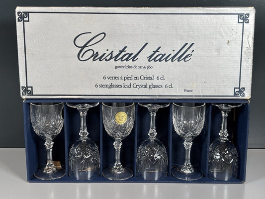 6x Cristal Taille Stem Glasses 6 cl Crystal