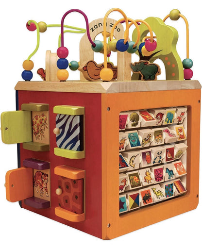 Wooden Activity Cube Zany Zoo Assortment Animals Alphabet Toddler Toy