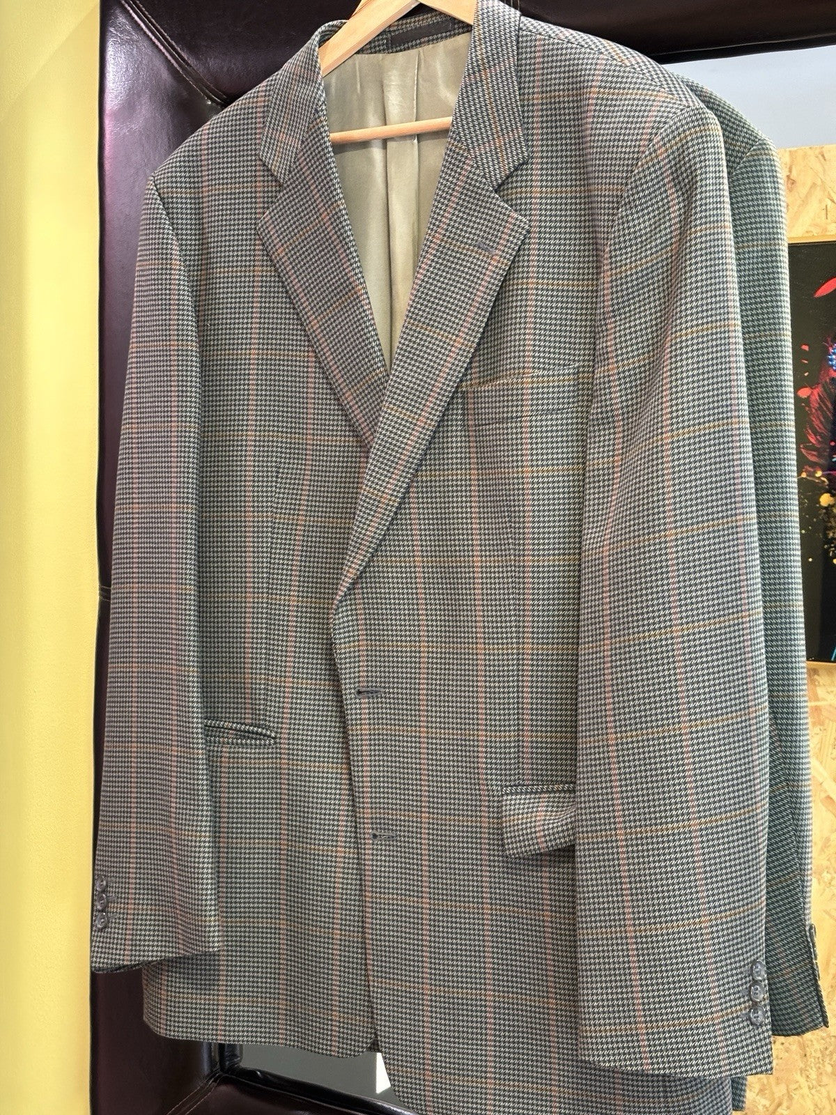 90's Vintage Christiaan Paletty houndstooth plaid classic blazer 44L