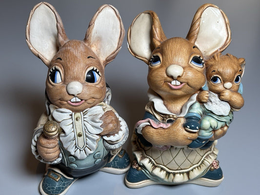 2 Large Pendelfin Rabbit Figures - Originals from Burnley Factory