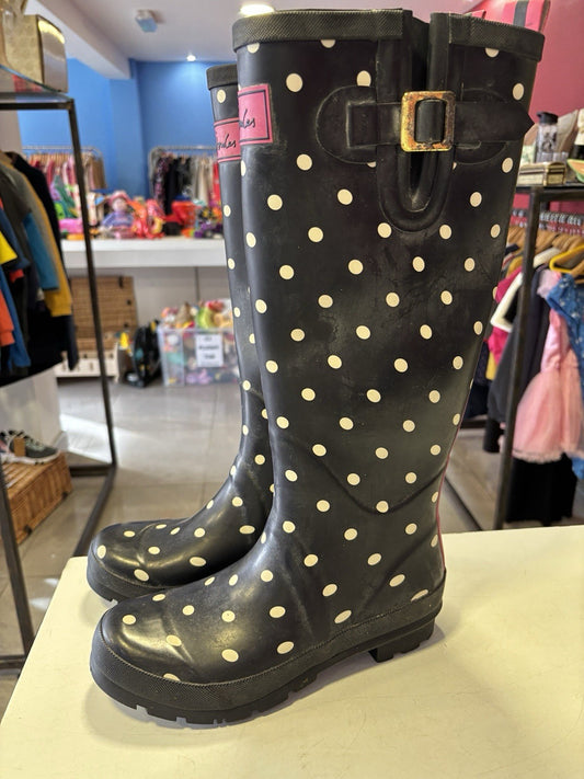 Joules Wellington Boots - Navy Spot Polka Dot UK6