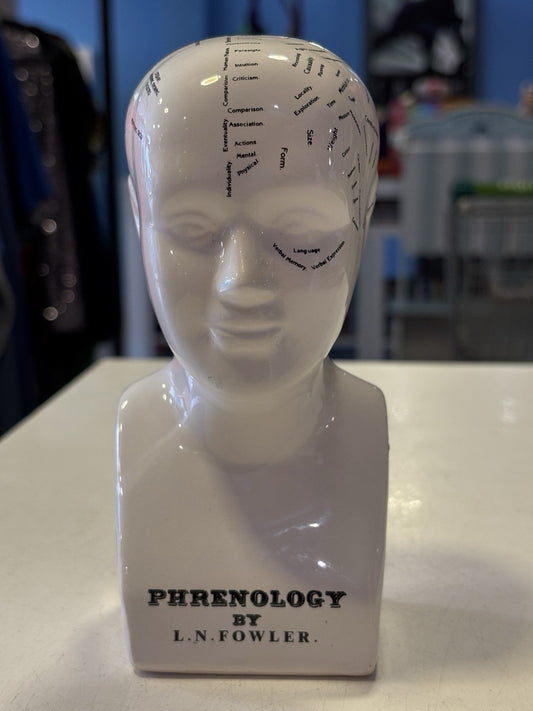 Phrenology Bust L.N. Fowler Scientific Psychology 16cm Ceramic Head Statue